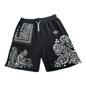 Men's Reason 100% Cotton Paisley Pr Drawstring Shorts Size XL Color White Black